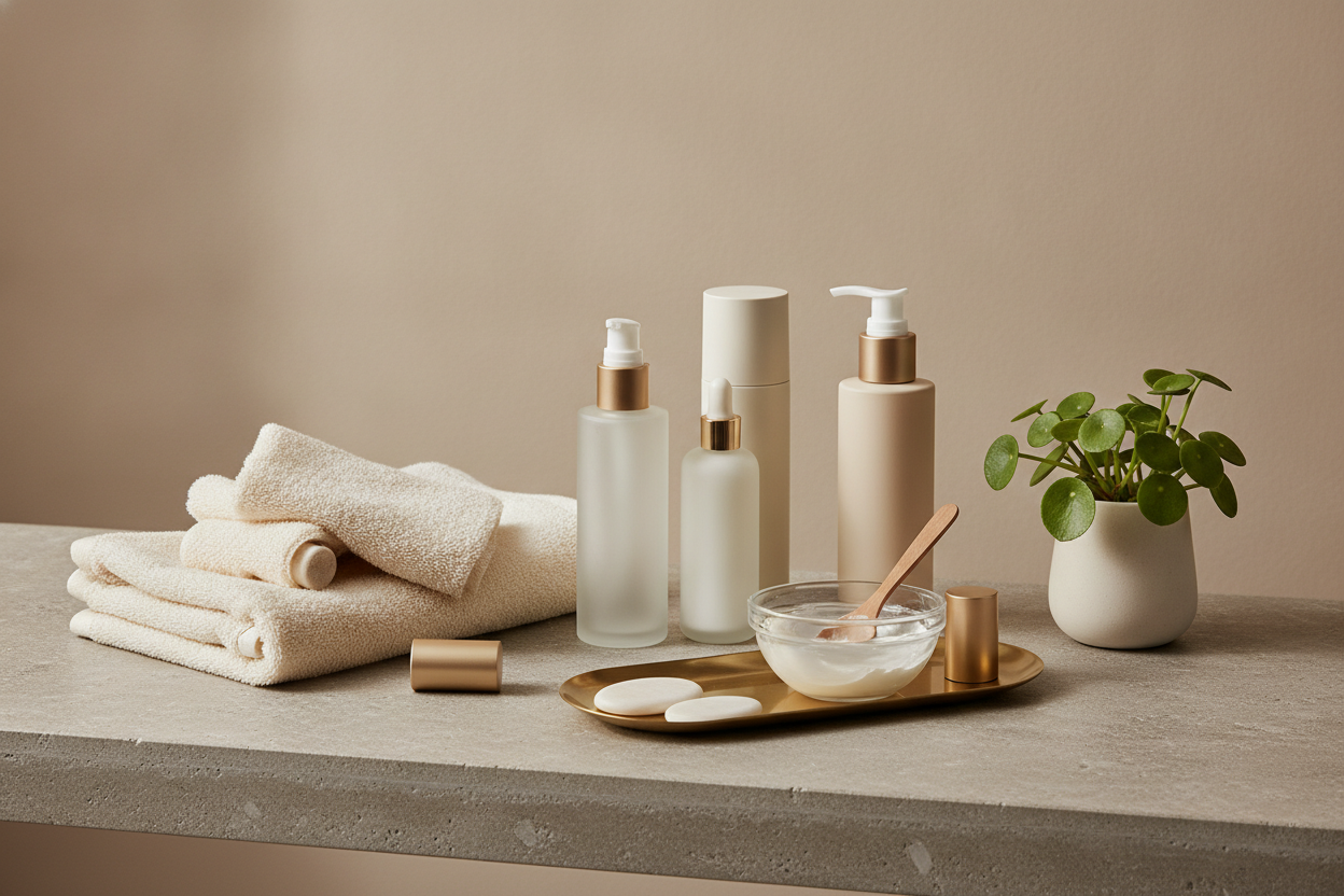 Detalhes de skincare e autocuidado