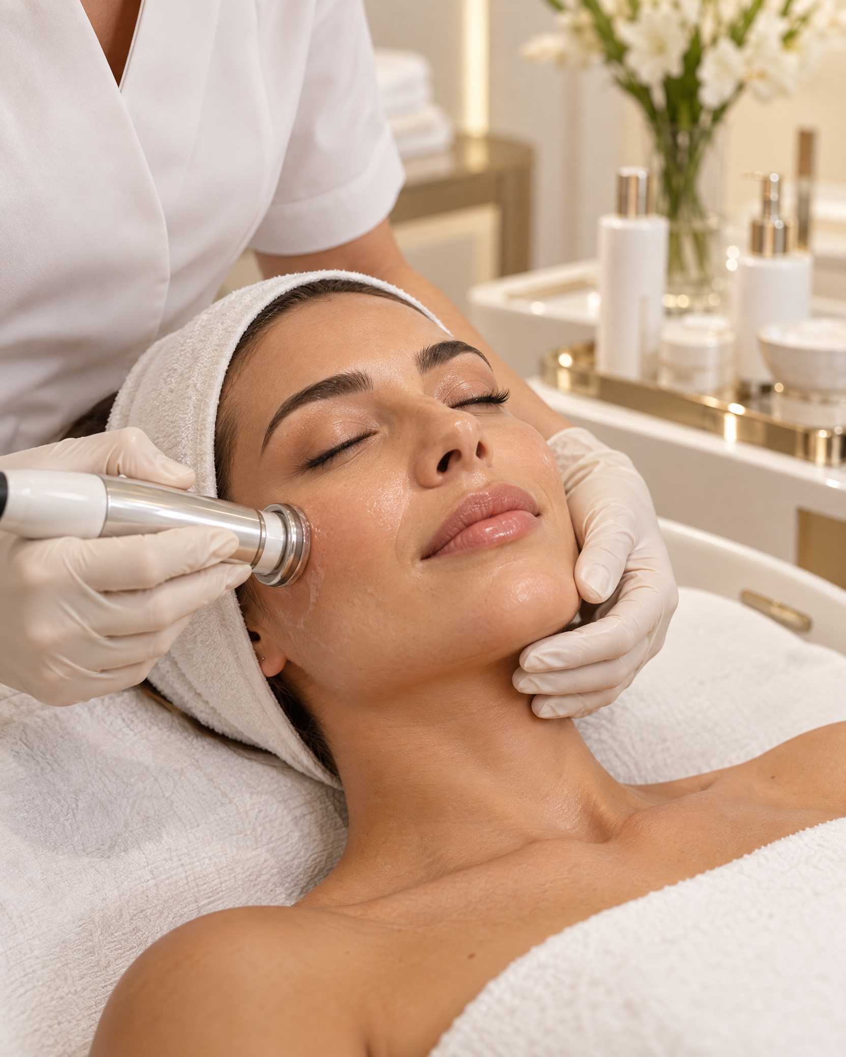 Tratamento facial em clínica de estética